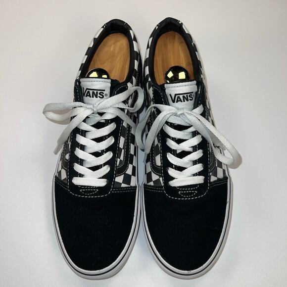 Vans Era Old Skool Ward Checkerboard Trainers Shoes Black White Suede Size 9 - Picture 3 of 13